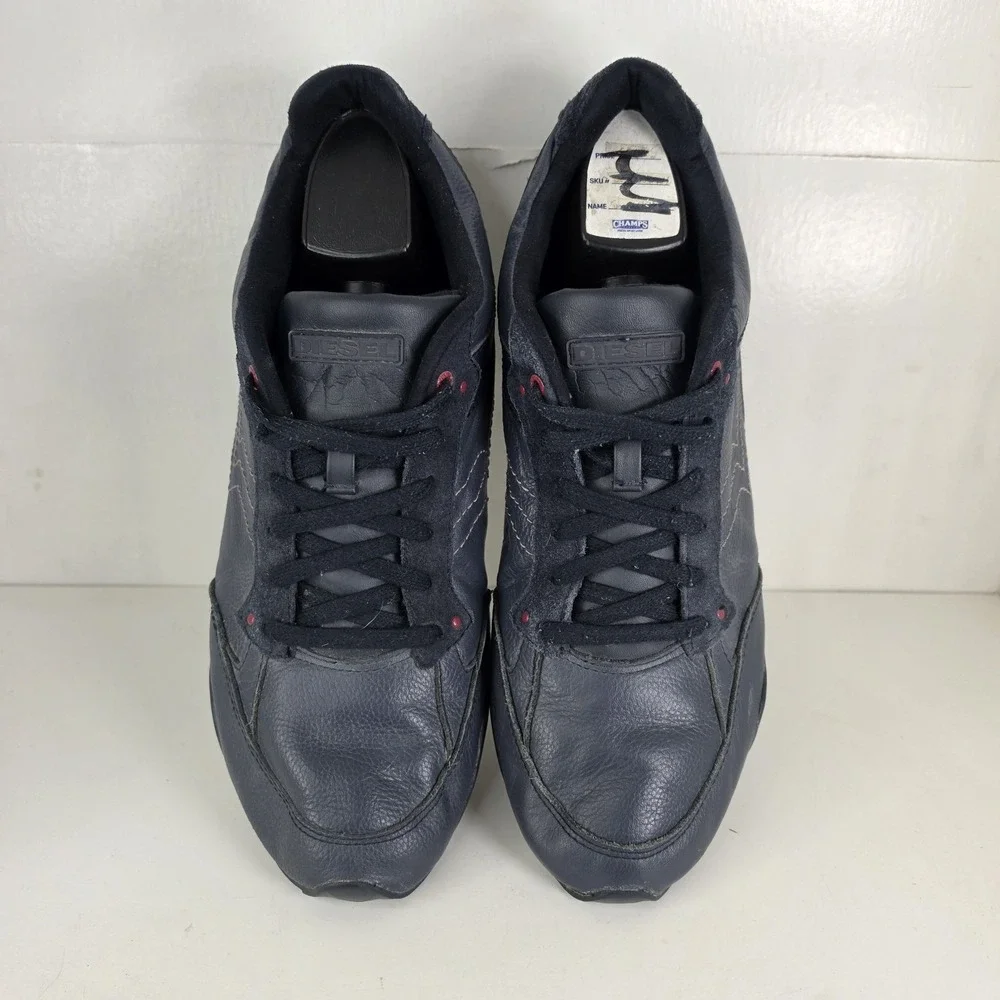 Diesel Eagle Loop Mens Size 12 Navy Blue Leather Sneakers Shoes Y00213 PR313 VTG